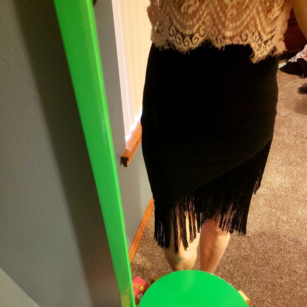 NWT Black Fringe Skirt! - Picture 2 of 2